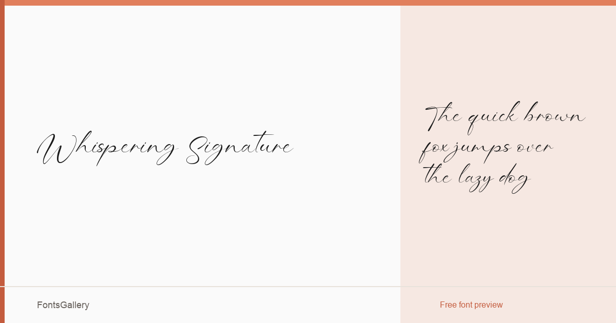 Whispering Signature font family banner